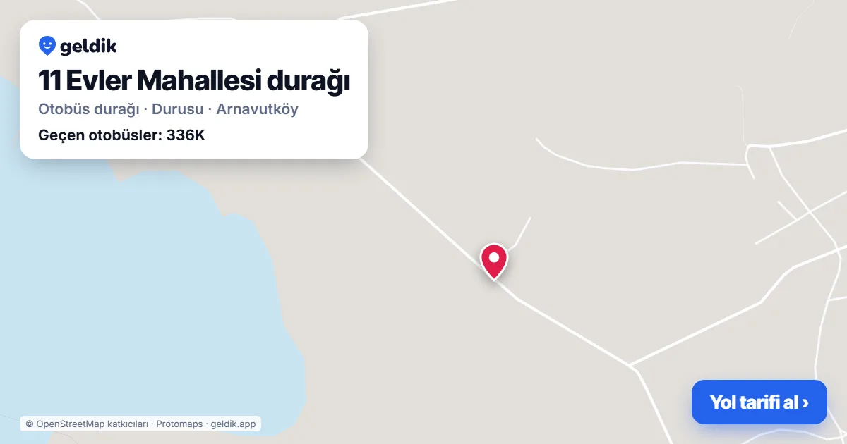 11 Evler Mahallesi otobüs durağı haritada: konumu ve yakındaki duraklar