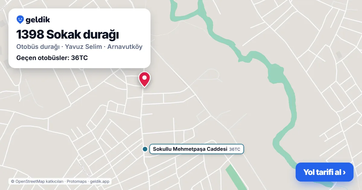 1398 Sokak otobüs durağı haritada: konumu ve yakındaki duraklar