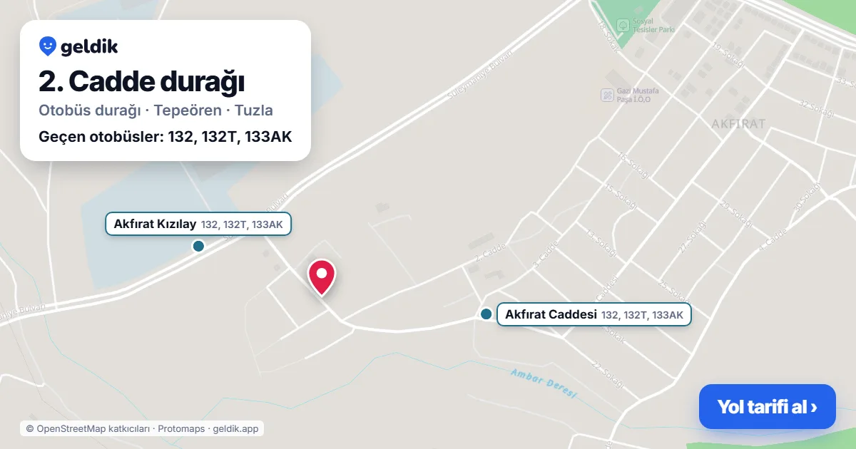 2. Cadde otobüs durağı haritada: konumu ve yakındaki duraklar