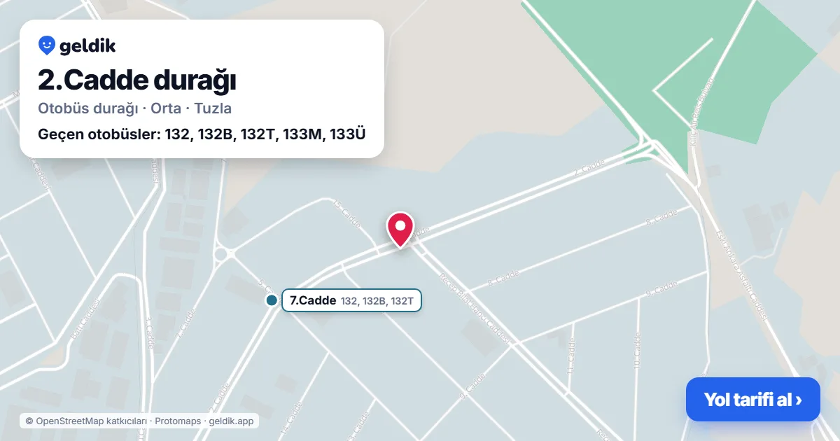 2.Cadde otobüs durağı haritada: konumu ve yakındaki duraklar
