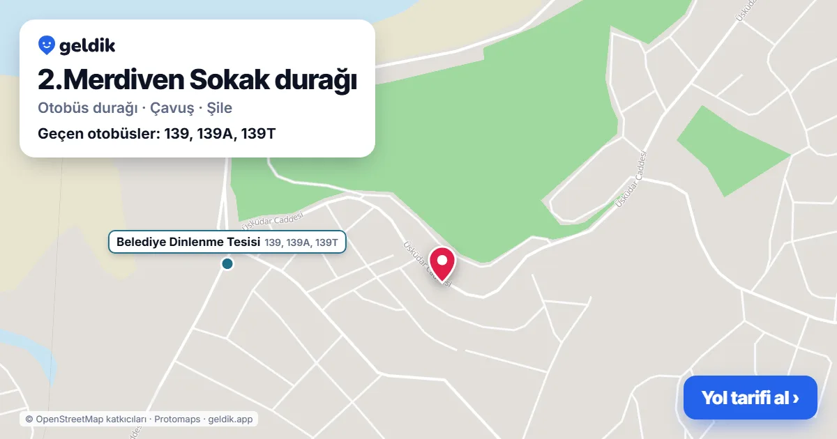 2.Merdiven Sokak otobüs durağı haritada: konumu ve yakındaki duraklar