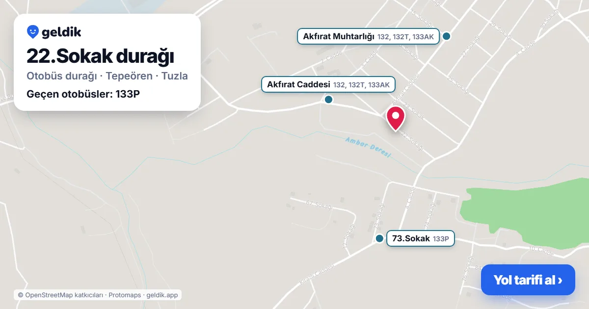 22.Sokak otobüs durağı haritada: konumu ve yakındaki duraklar