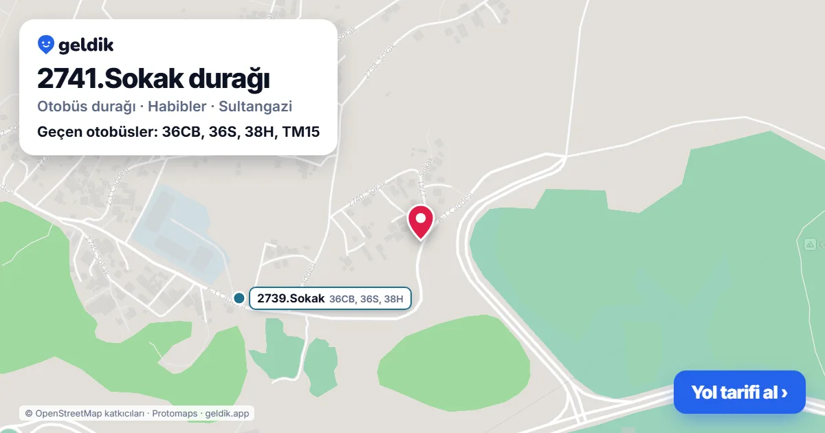 2741.Sokak otobüs durağı haritada: konumu ve yakındaki duraklar