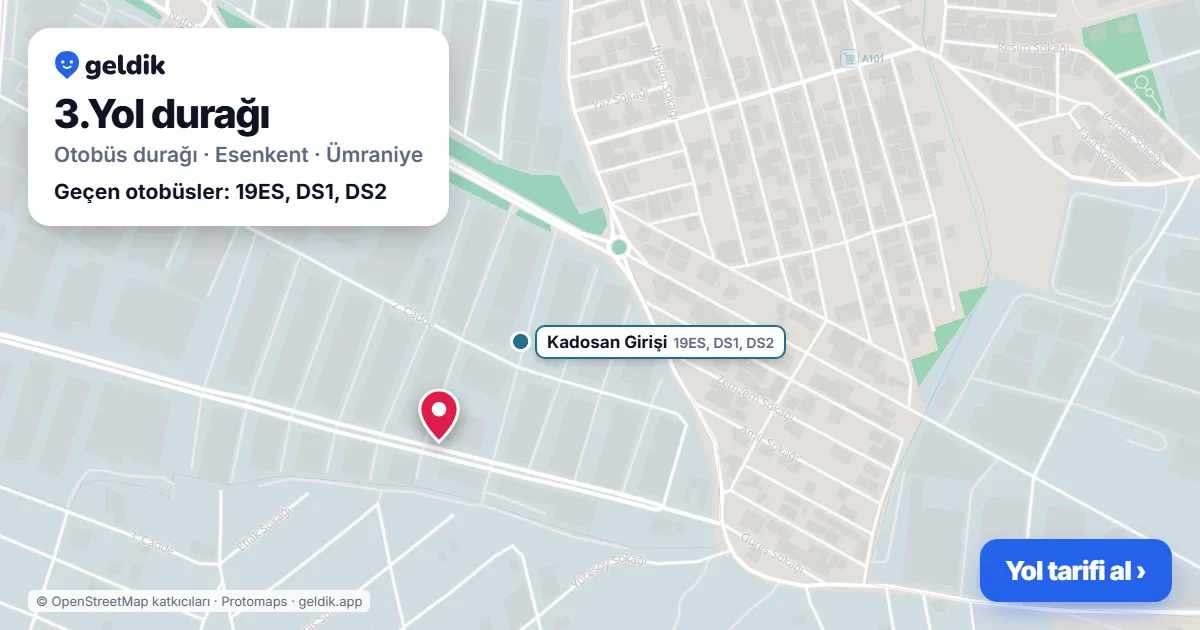 3.Yol otobüs durağı haritada: konumu ve yakındaki duraklar