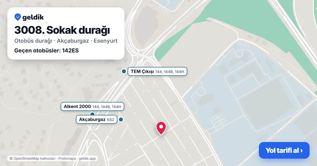 3008. Sokak otobüs durağı haritada: konumu ve yakındaki duraklar