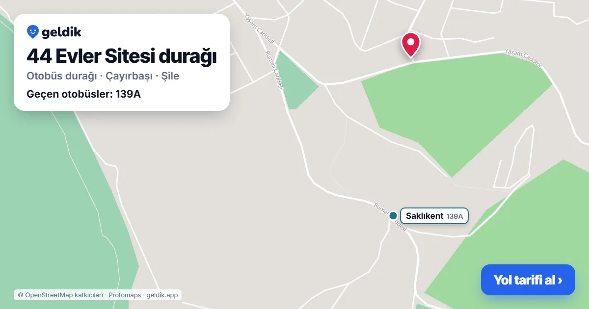 44 Evler Sitesi otobüs durağı haritada: konumu ve yakındaki duraklar