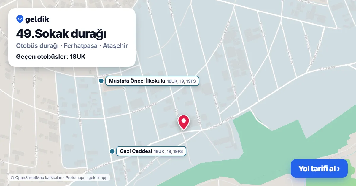 49.Sokak otobüs durağı haritada: konumu ve yakındaki duraklar