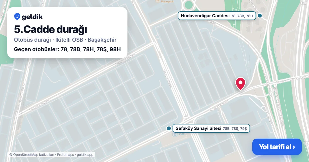 5.Cadde otobüs durağı haritada: konumu ve yakındaki duraklar