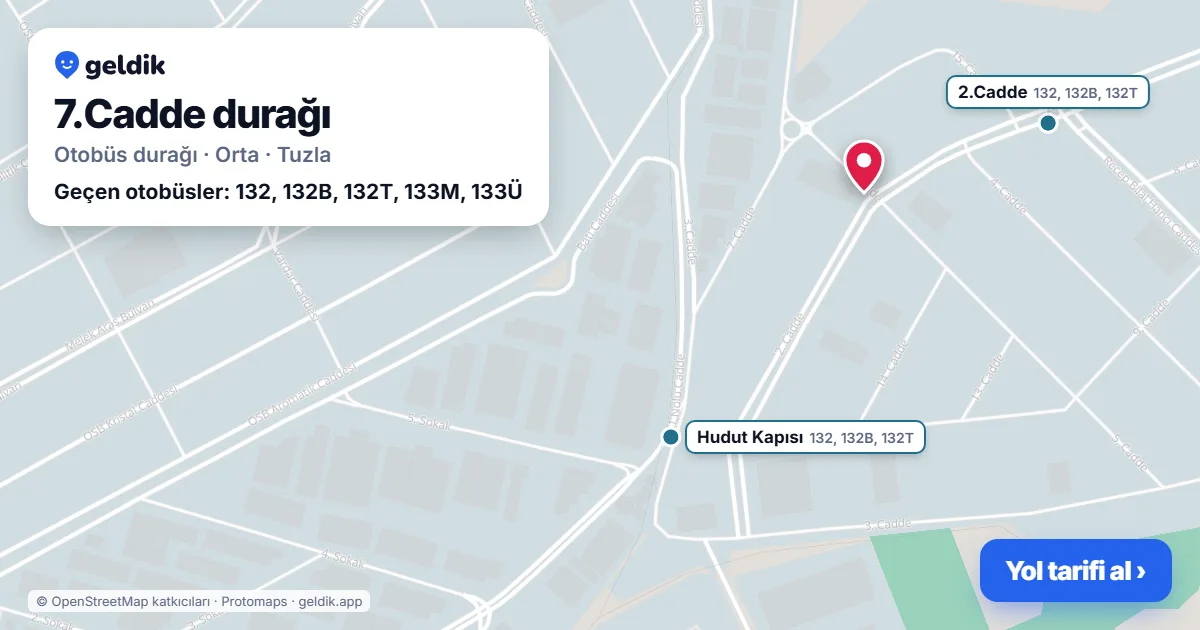 7.Cadde otobüs durağı haritada: konumu ve yakındaki duraklar