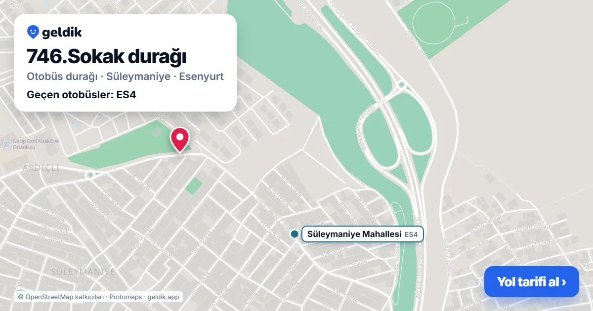 746.Sokak otobüs durağı haritada: konumu ve yakındaki duraklar