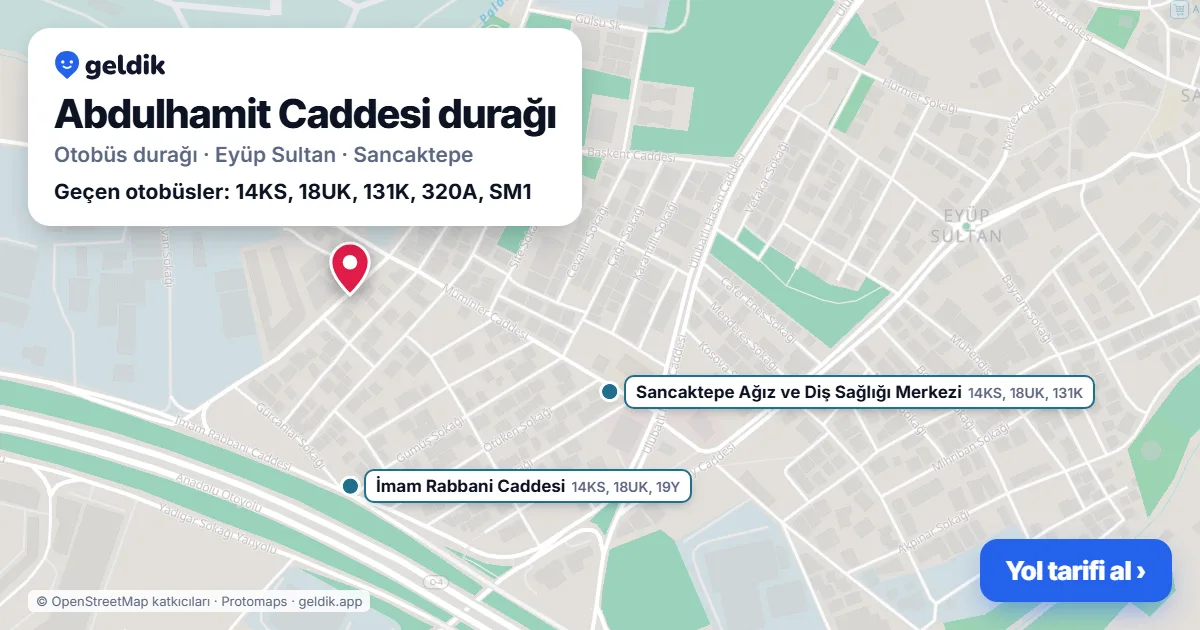 Abdulhamit Caddesi otobüs durağı haritada: konumu ve yakındaki duraklar