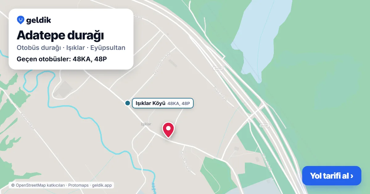Adatepe otobüs durağı haritada: konumu ve yakındaki duraklar