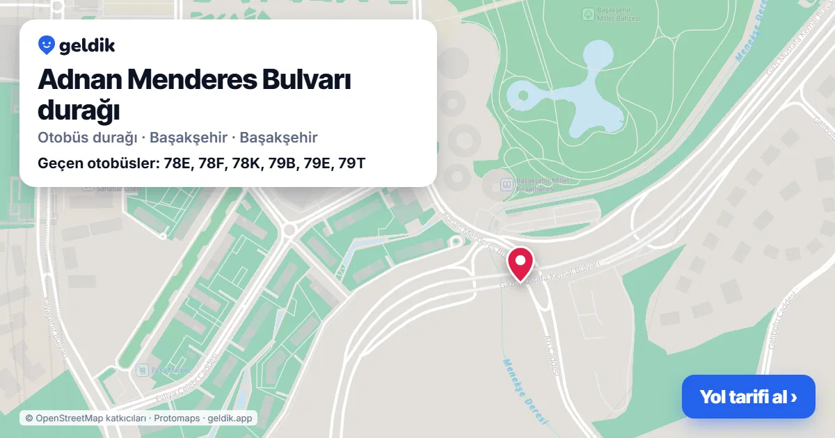 Adnan Menderes Bulvarı otobüs durağı haritada: konumu ve yakındaki duraklar
