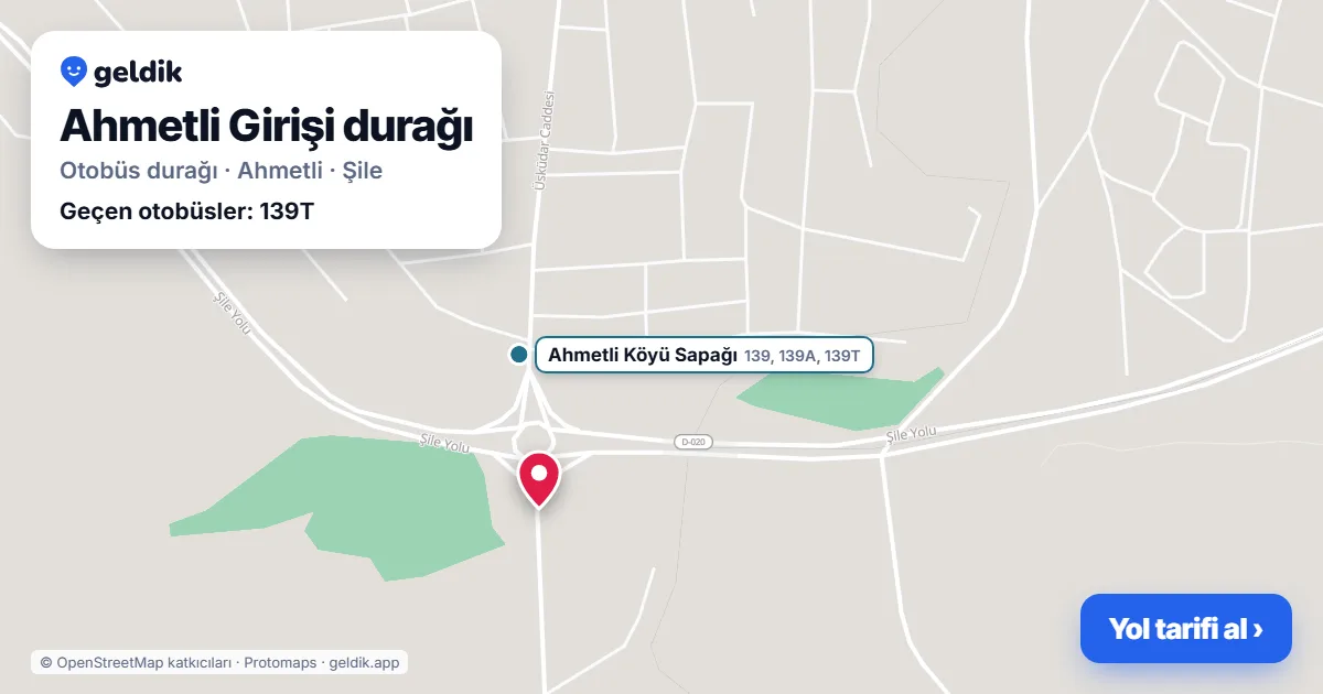 Ahmetli Girişi otobüs durağı haritada: konumu ve yakındaki duraklar