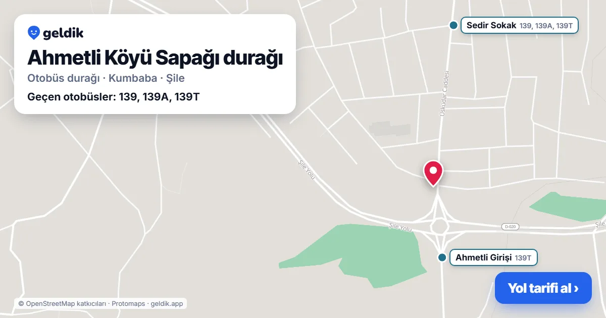 Ahmetli Köyü Sapağı otobüs durağı haritada: konumu ve yakındaki duraklar