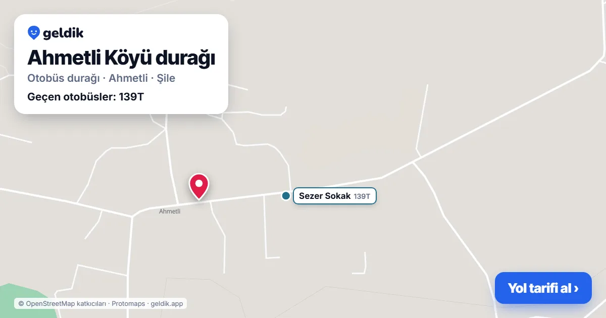 Ahmetli Köyü otobüs durağı haritada: konumu ve yakındaki duraklar