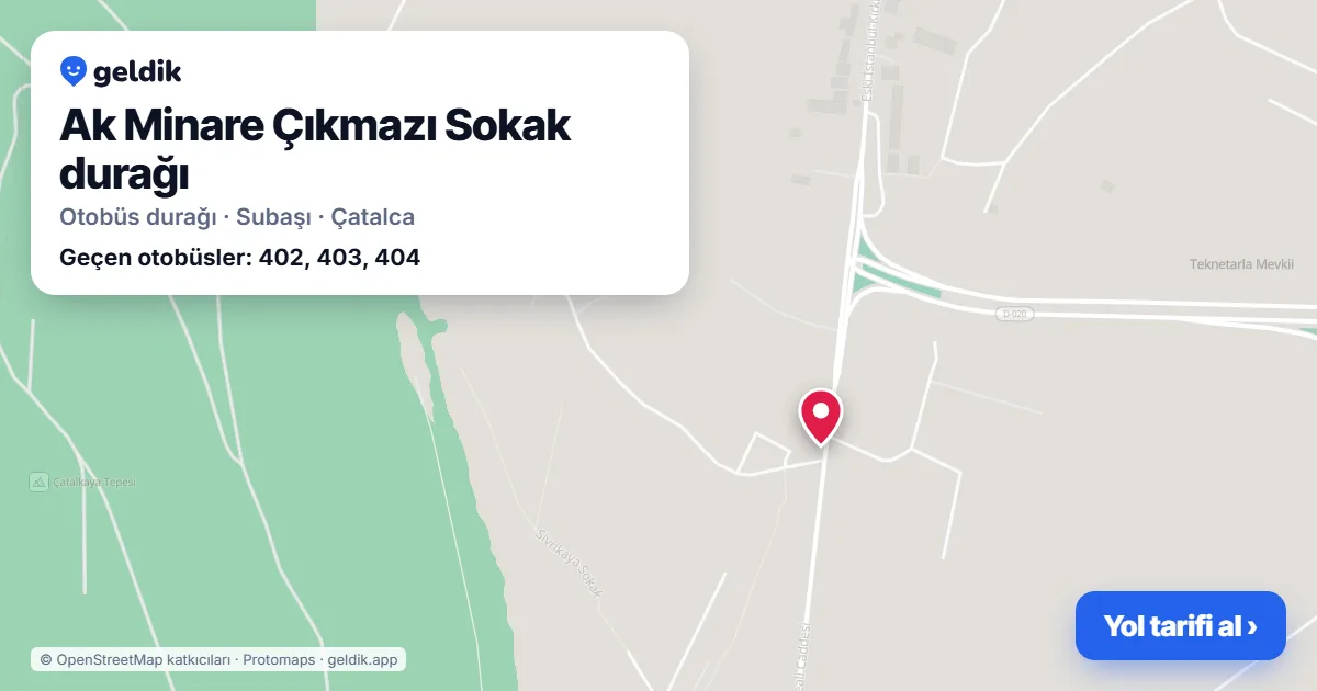 Ak Minare Çıkmazı Sokak otobüs durağı haritada: konumu ve yakındaki duraklar