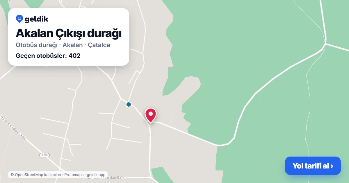Akalan Çıkışı otobüs durağı haritada: konumu ve yakındaki duraklar