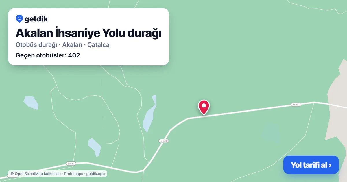 Akalan İhsaniye Yolu otobüs durağı haritada: konumu ve yakındaki duraklar