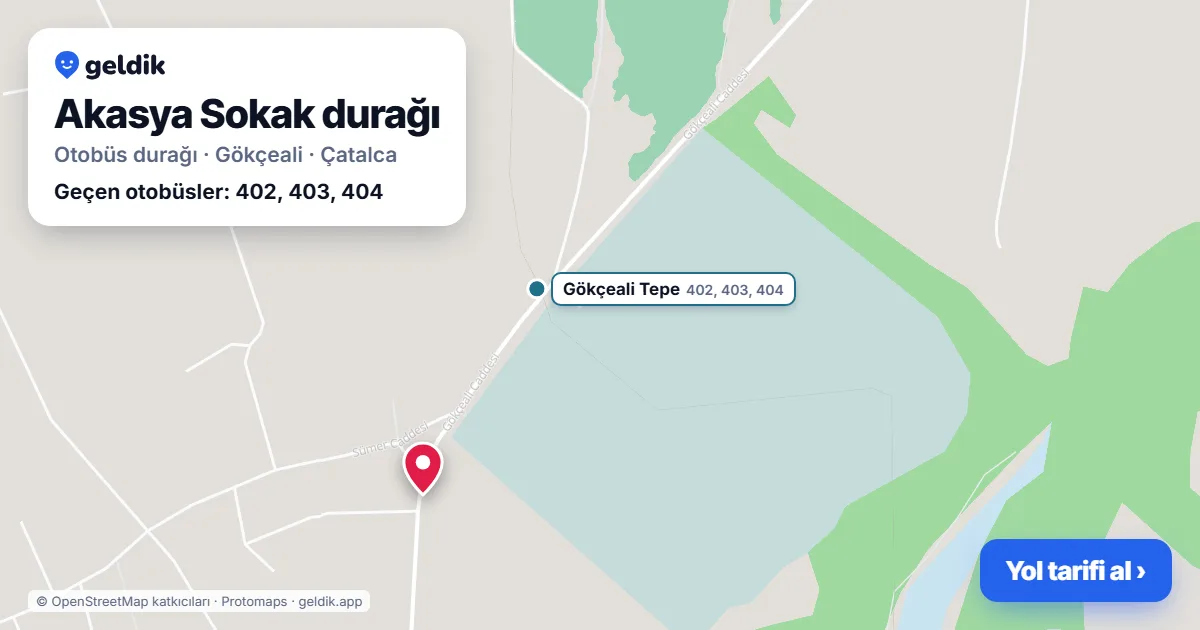 Akasya Sokak otobüs durağı haritada: konumu ve yakındaki duraklar