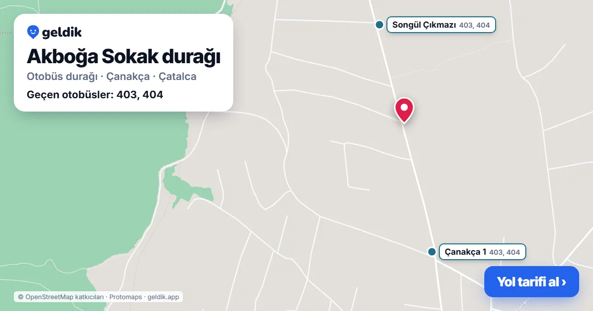 Akboğa Sokak otobüs durağı haritada: konumu ve yakındaki duraklar