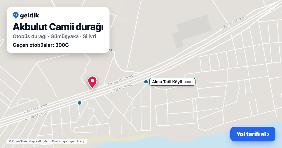 Akbulut Camii otobüs durağı haritada: konumu ve yakındaki duraklar