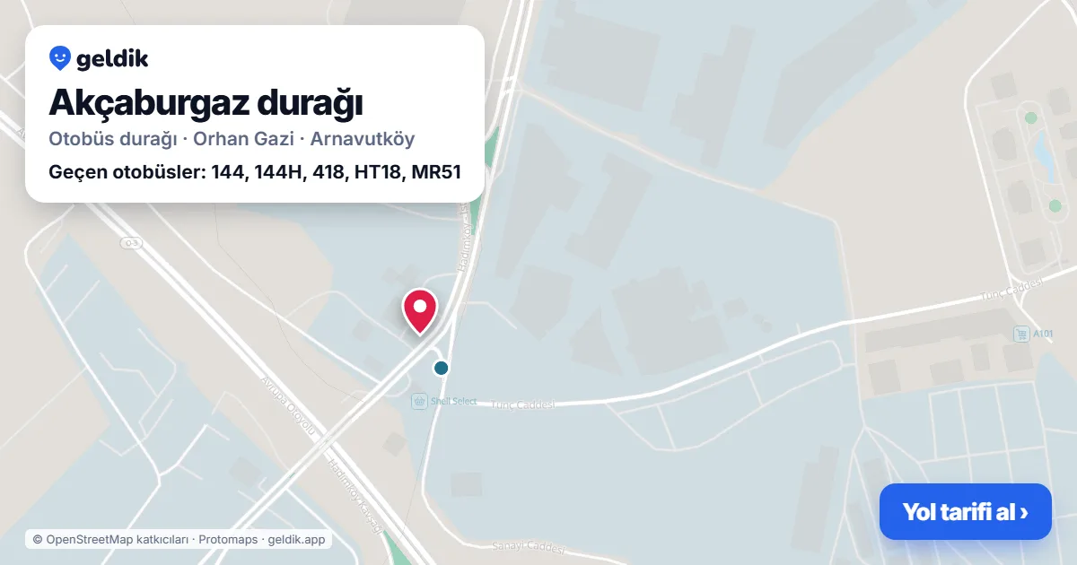 Akçaburgaz otobüs durağı haritada: konumu ve yakındaki duraklar