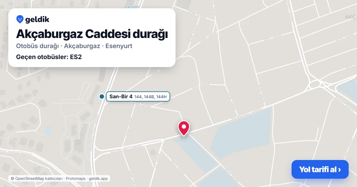 Akçaburgaz Caddesi otobüs durağı haritada: konumu ve yakındaki duraklar