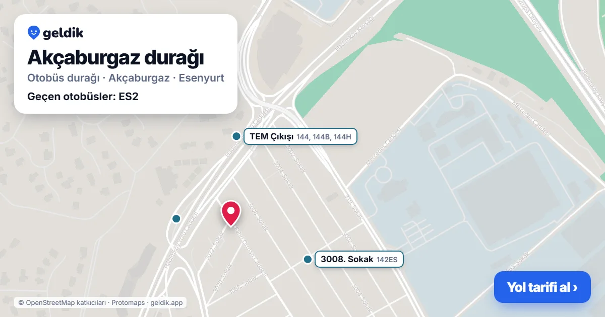 Akçaburgaz otobüs durağı haritada: konumu ve yakındaki duraklar