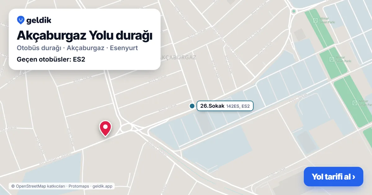 Akçaburgaz Yolu otobüs durağı haritada: konumu ve yakındaki duraklar