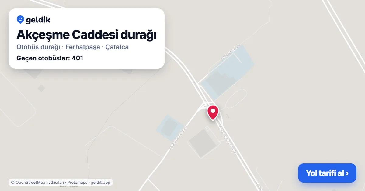 Akçeşme Caddesi otobüs durağı haritada: konumu ve yakındaki duraklar