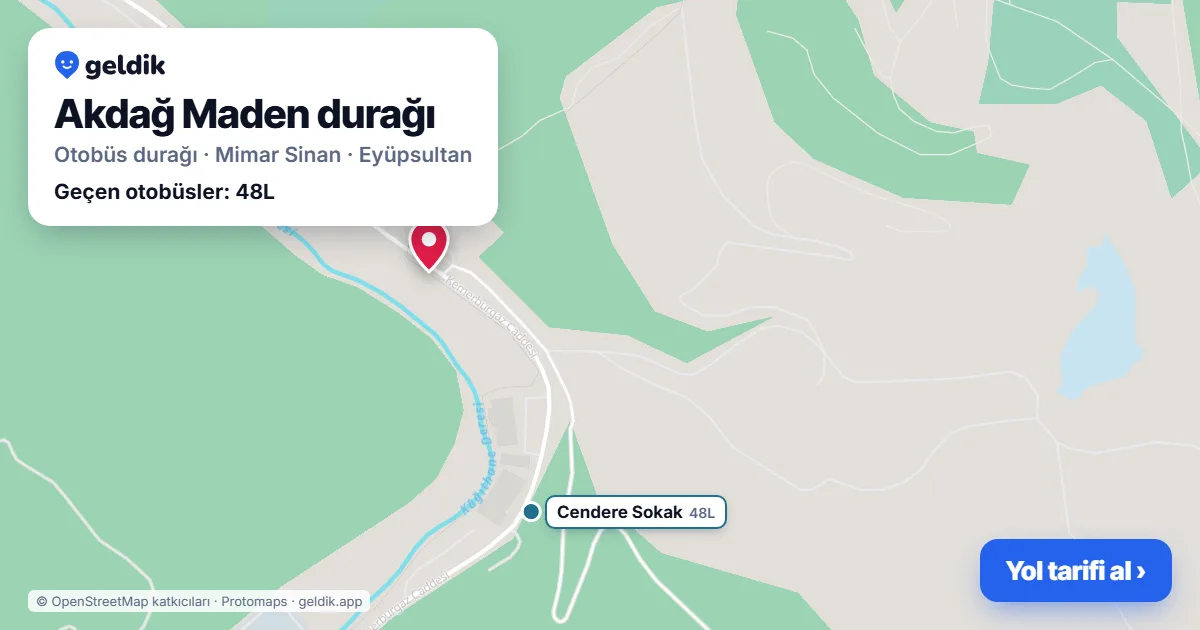 Akdağ Maden otobüs durağı haritada: konumu ve yakındaki duraklar