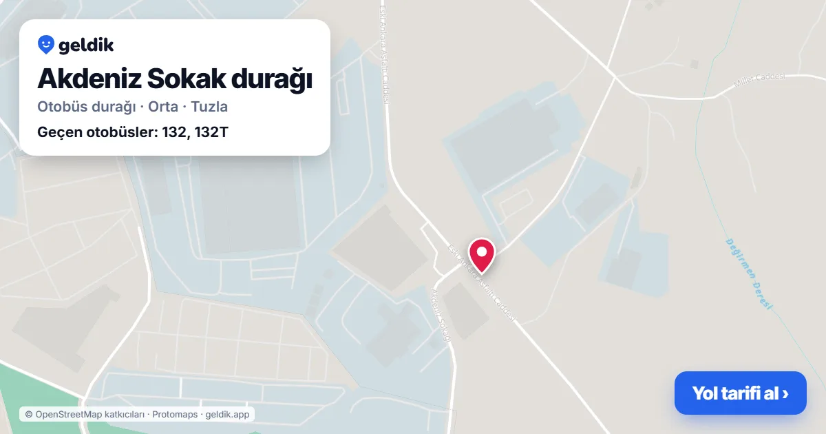 Akdeniz Sokak otobüs durağı haritada: konumu ve yakındaki duraklar