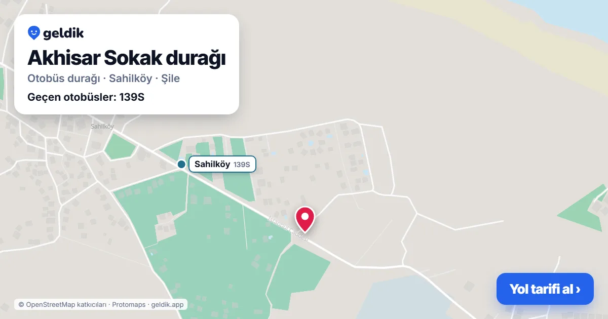 Akhisar Sokak otobüs durağı haritada: konumu ve yakındaki duraklar