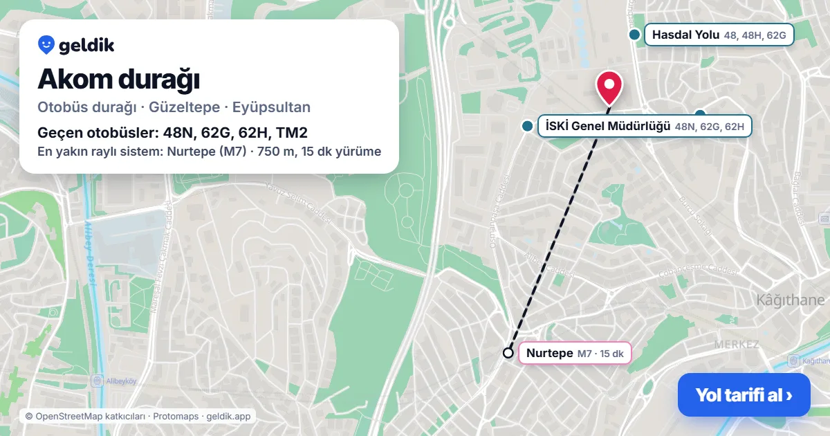 Akom otobüs durağı haritada: konumu ve yakındaki duraklar