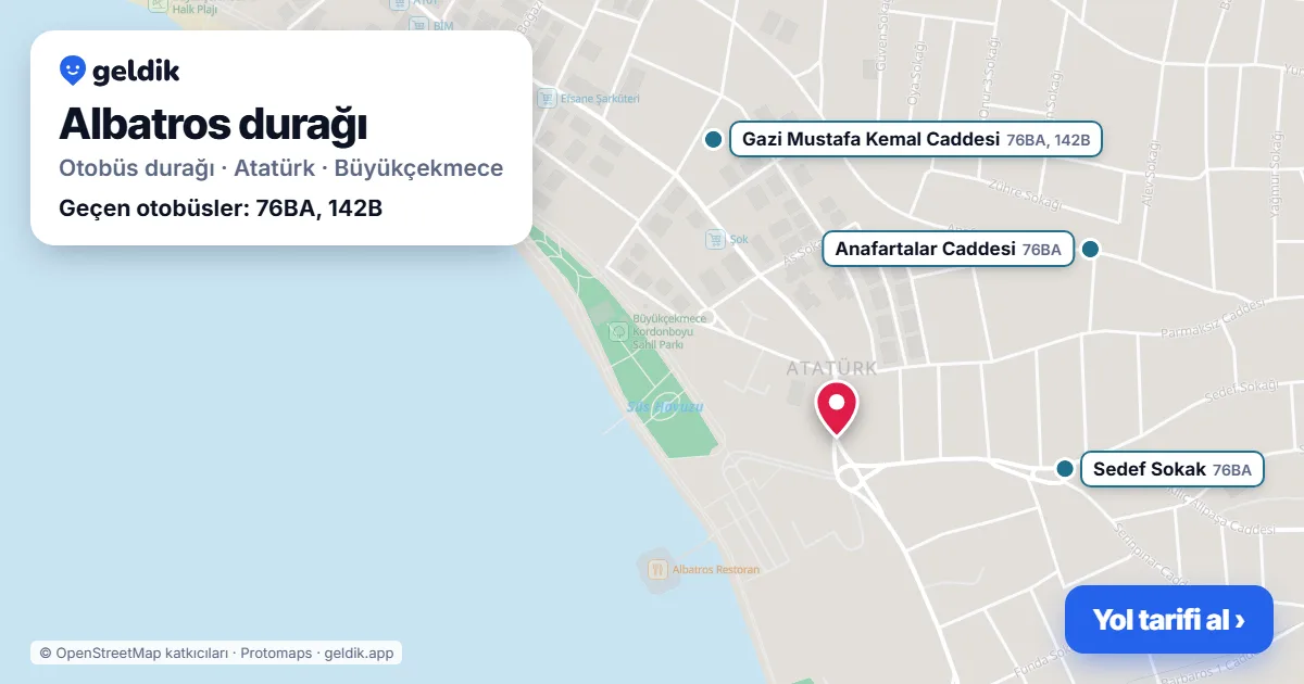 Albatros otobüs durağı haritada: konumu ve yakındaki duraklar
