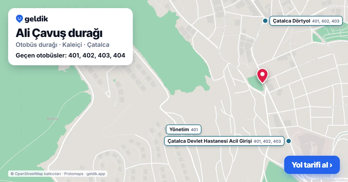 Ali Çavuş otobüs durağı haritada: konumu ve yakındaki duraklar