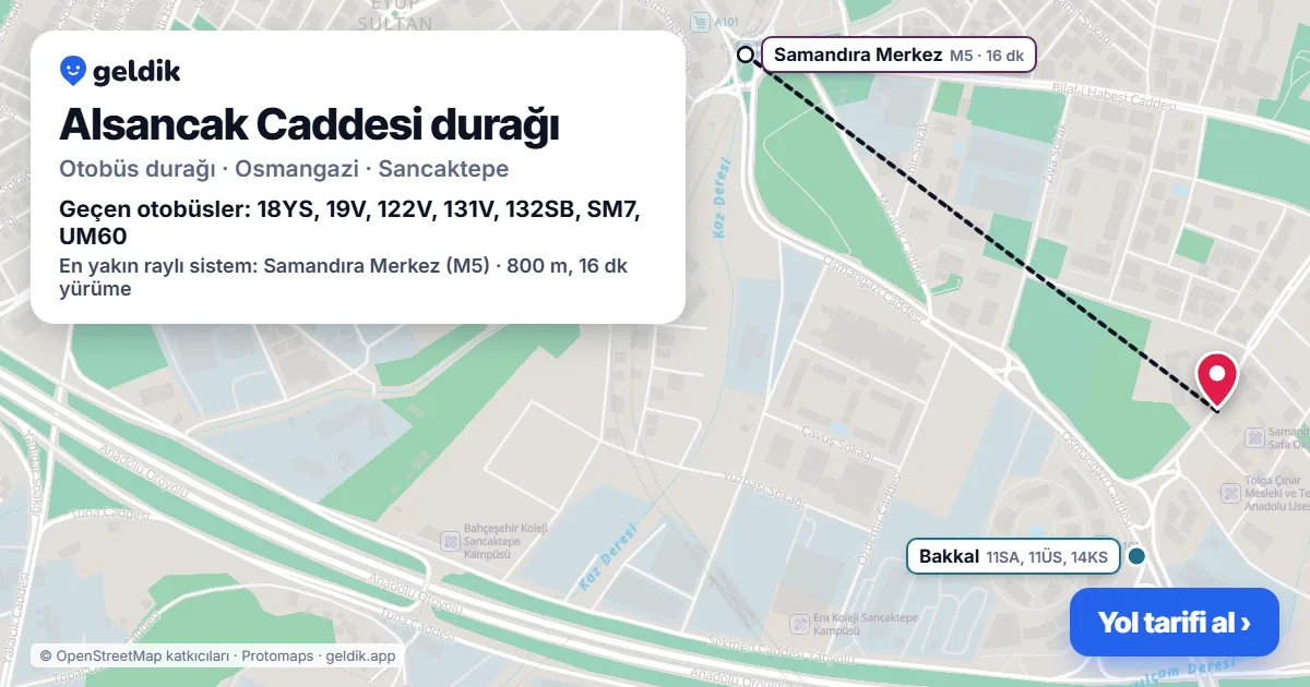 Alsancak Caddesi otobüs durağı haritada: konumu ve yakındaki duraklar