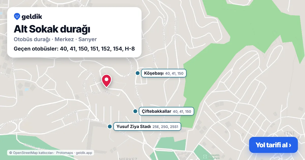 Alt Sokak otobüs durağı haritada: konumu ve yakındaki duraklar