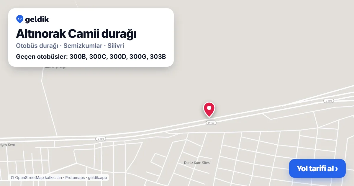 Altınorak Camii otobüs durağı haritada: konumu ve yakındaki duraklar