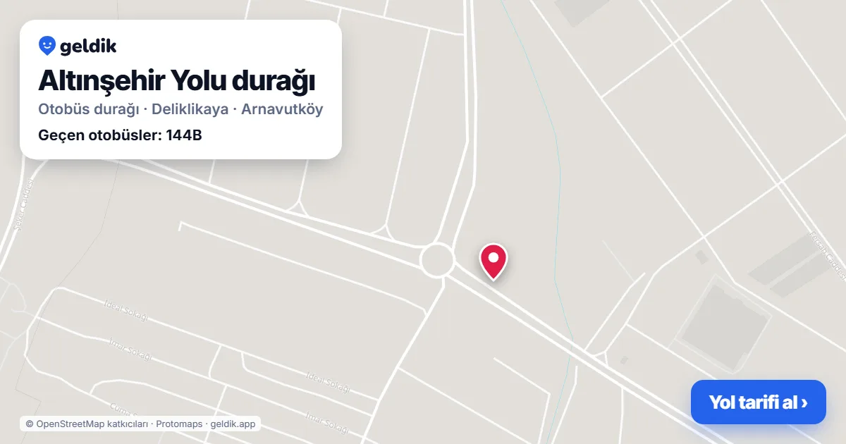 Altınşehir Yolu otobüs durağı haritada: konumu ve yakındaki duraklar