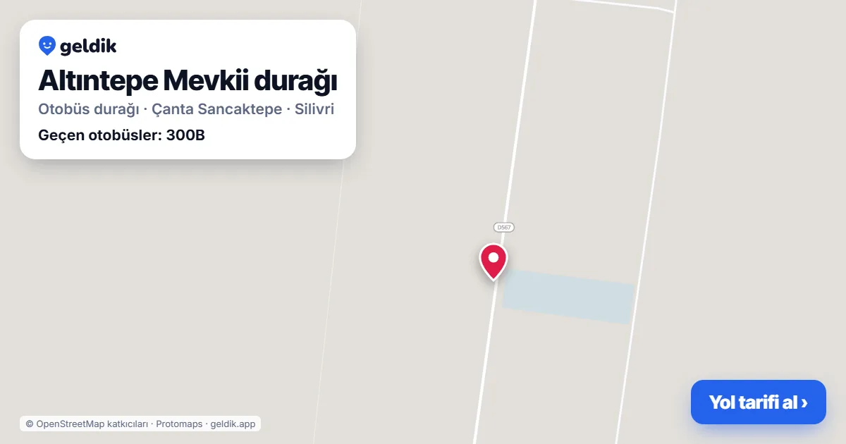 Altıntepe Mevkii otobüs durağı haritada: konumu ve yakındaki duraklar