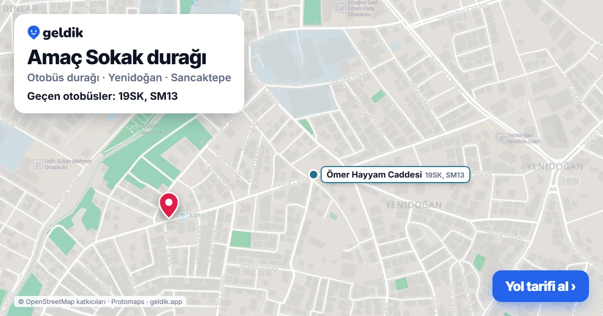 Amaç Sokak otobüs durağı haritada: konumu ve yakındaki duraklar