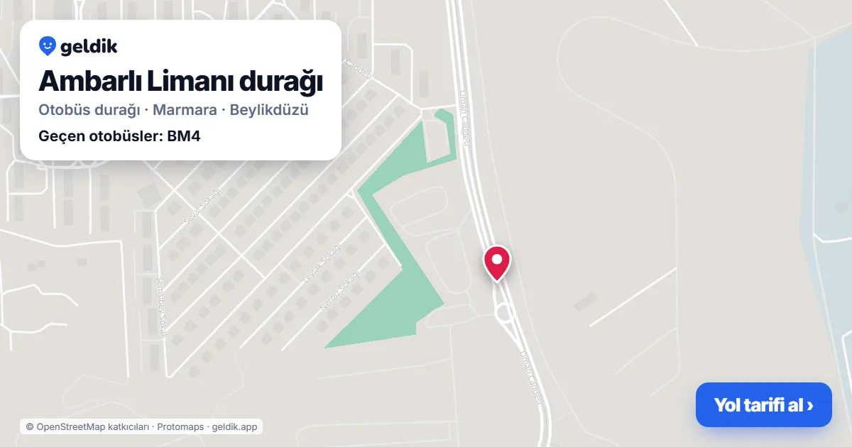 Ambarlı Limanı otobüs durağı haritada: konumu ve yakındaki duraklar