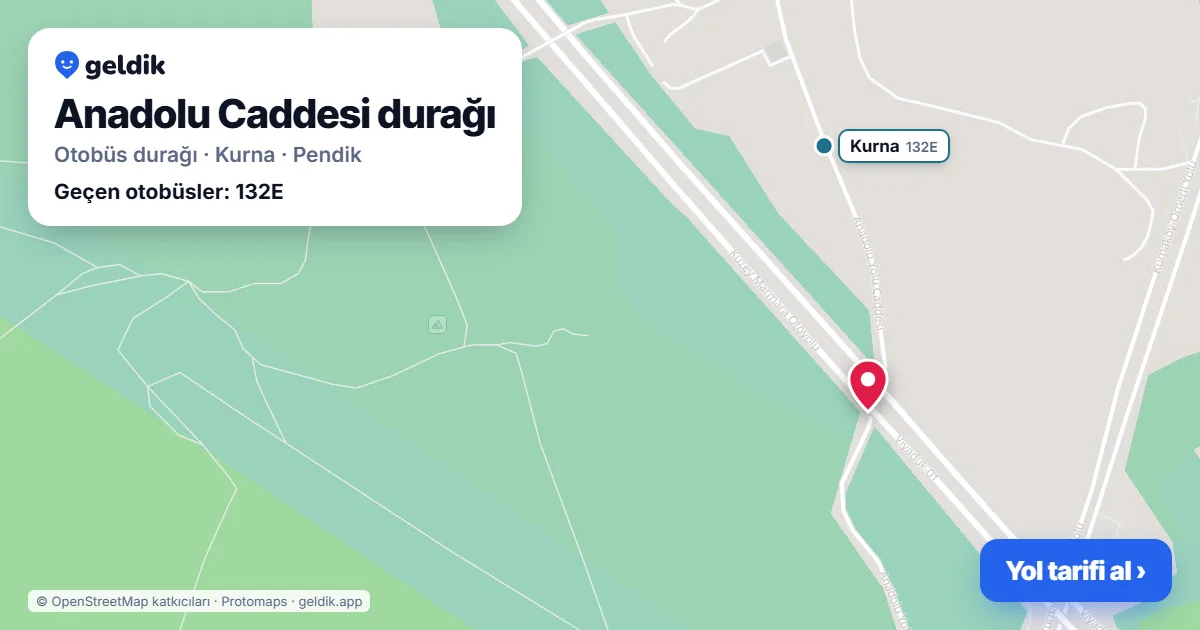 Anadolu Caddesi otobüs durağı haritada: konumu ve yakındaki duraklar
