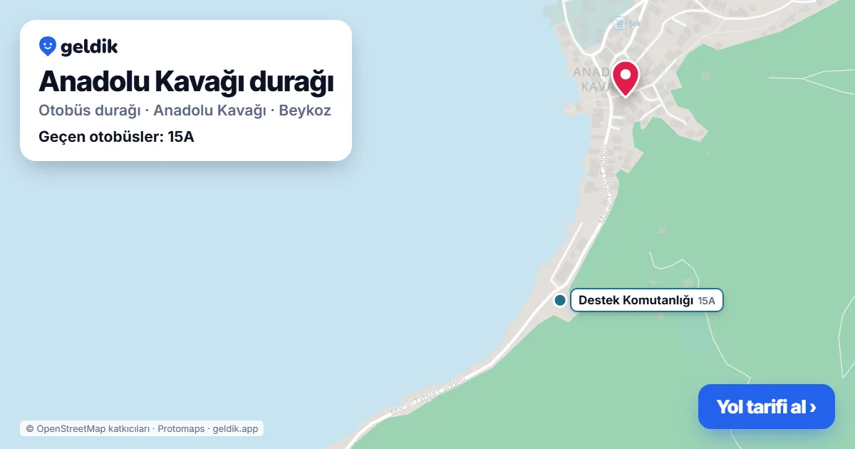Anadolu Kavağı otobüs durağı haritada: konumu ve yakındaki duraklar