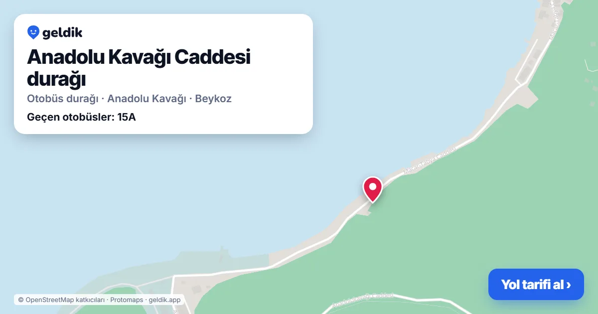 Anadolu Kavağı Caddesi otobüs durağı haritada: konumu ve yakındaki duraklar