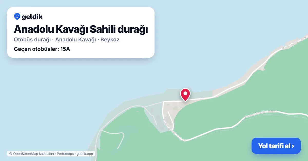 Anadolu Kavağı Sahili otobüs durağı haritada: konumu ve yakındaki duraklar