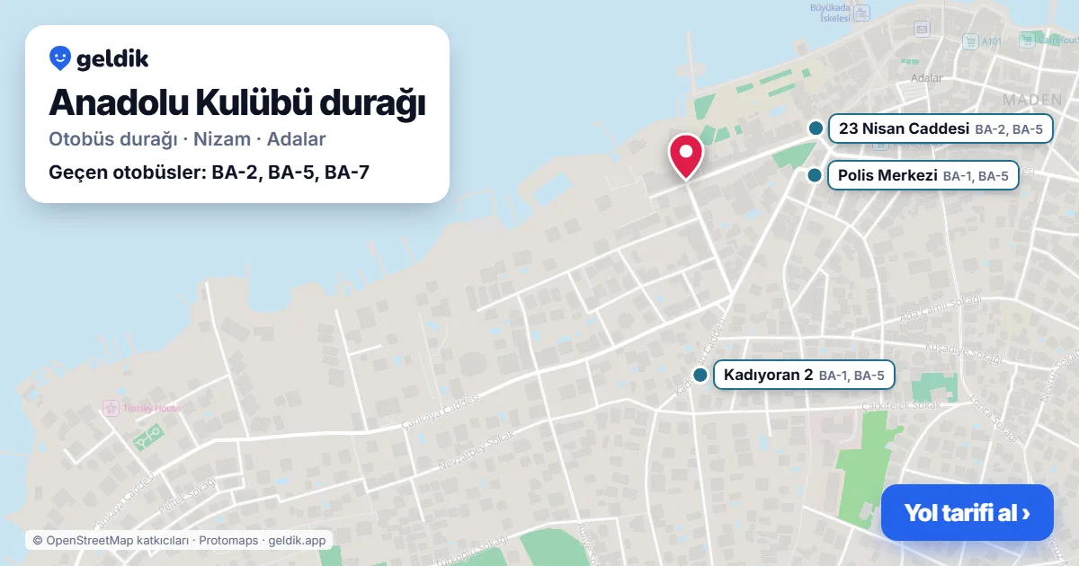 Anadolu Kulübü otobüs durağı haritada: konumu ve yakındaki duraklar