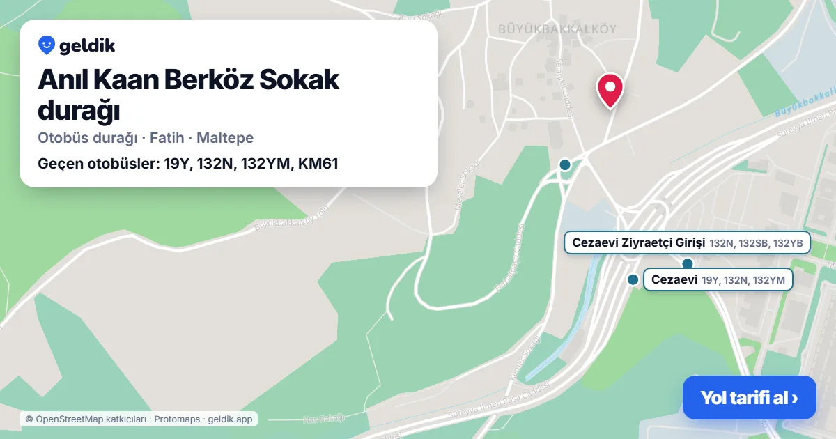 Anıl Kaan Berköz Sokak otobüs durağı haritada: konumu ve yakındaki duraklar